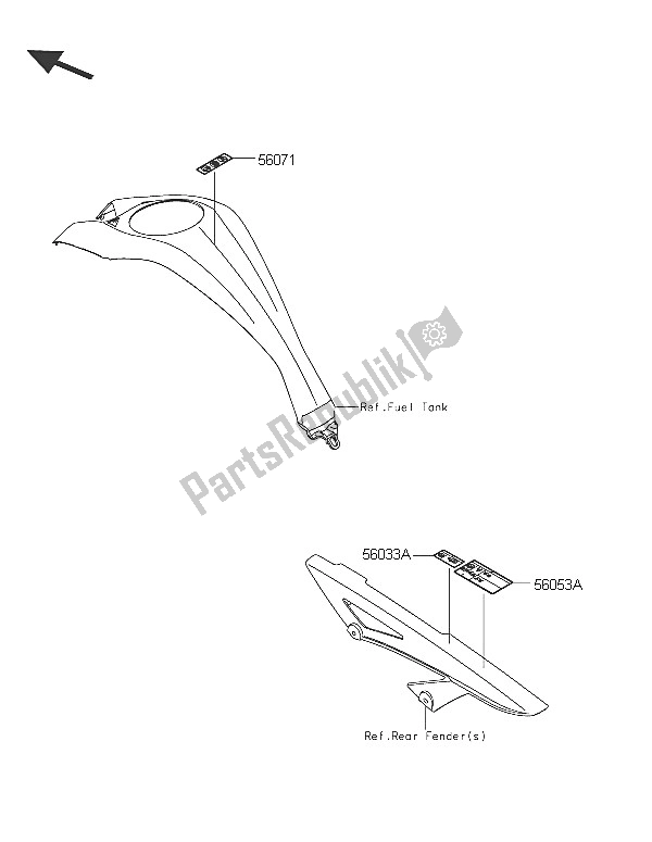 Tutte le parti per il Etichette del Kawasaki Z 1000 2016