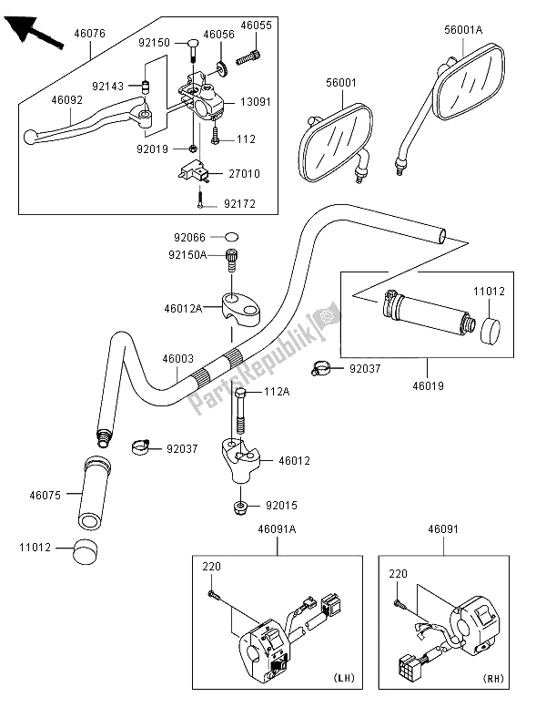 All parts for the Handlebar of the Kawasaki VN 800 Classic 2006