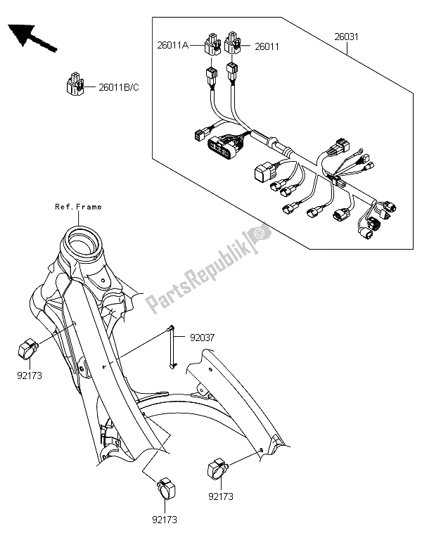 Tutte le parti per il Equipaggiamento Elettrico Del Telaio del Kawasaki KX 450 2013