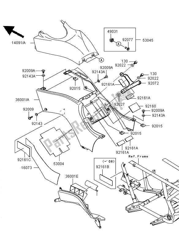 All parts for the Side Covers of the Kawasaki KVF 650 4X4 2007