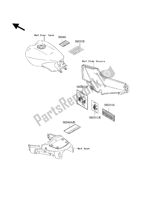 All parts for the Labels of the Kawasaki 1000 GTR 1997