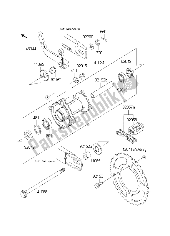 Tutte le parti per il Mozzo Posteriore del Kawasaki KX 65 2002