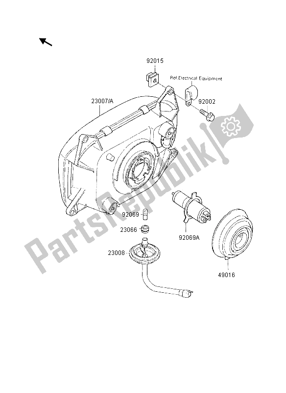 All parts for the Headlights of the Kawasaki GPX 600R 1995