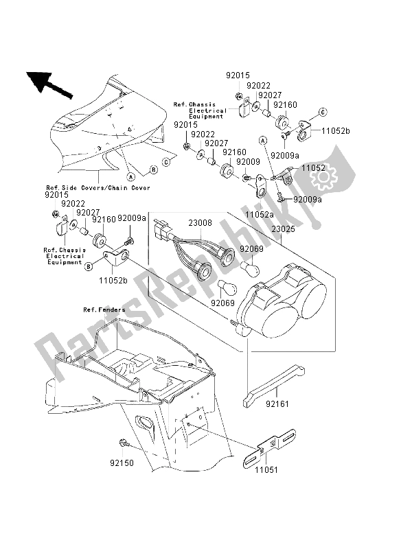 Todas las partes para Luz De La Cola de Kawasaki Ninja ZX 9R 900 2003