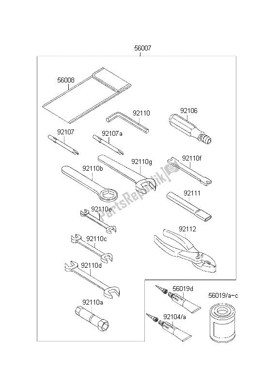 Alle onderdelen voor de Eigenaars Tools van de Kawasaki W 650 1999