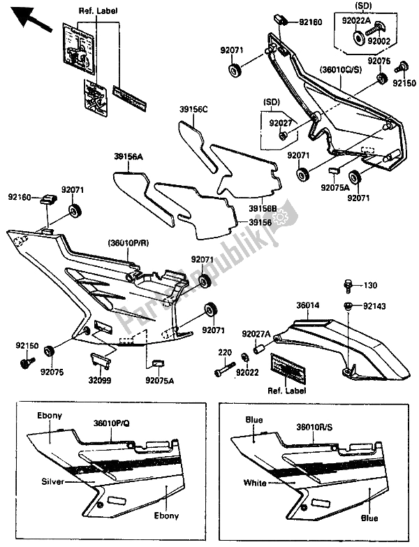 Todas as partes de Tampa Lateral E Caixa De Corrente do Kawasaki ZX 10 1000 1990