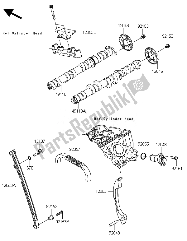 All parts for the Camshaft(s) & Tensioner of the Kawasaki Ninja ZX 6R 600 2014