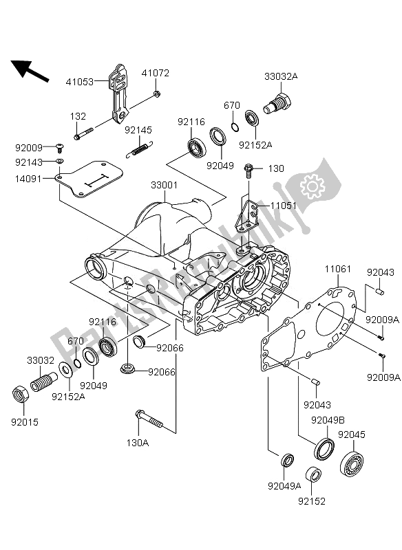 All parts for the Swingarm of the Kawasaki KVF 360 4X4 2007