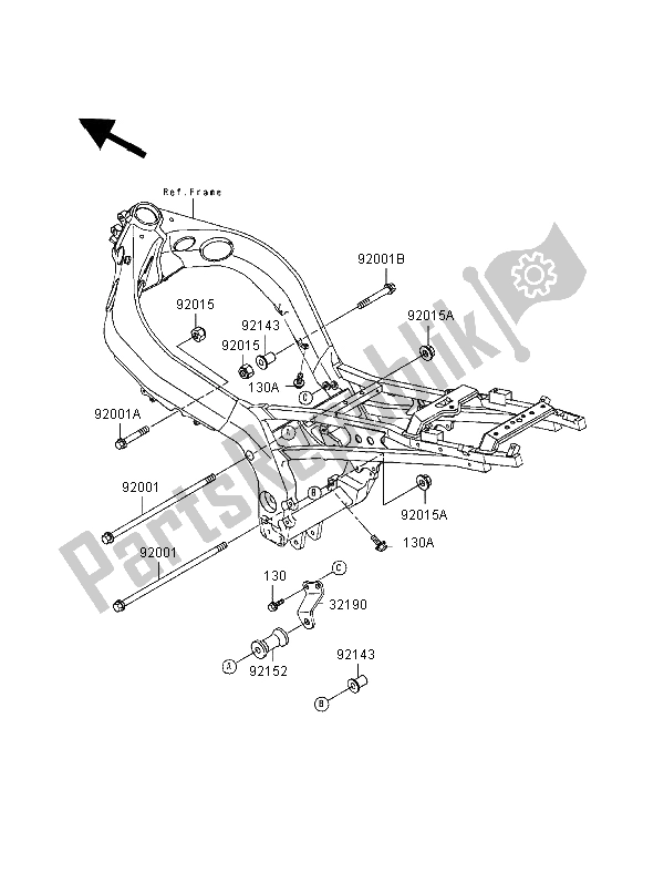 All parts for the Frame Fittings of the Kawasaki Ninja ZX 9R 900 1998