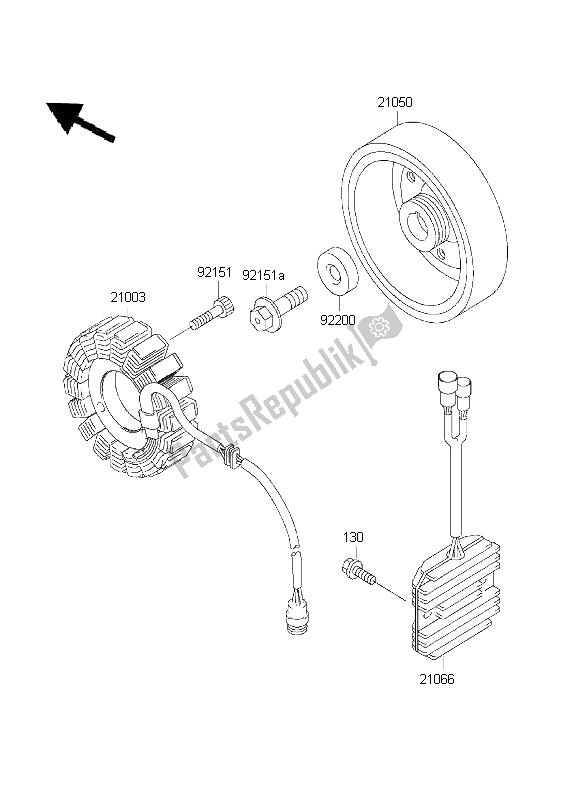 All parts for the Generator of the Kawasaki Ninja ZX 6R 600 2001