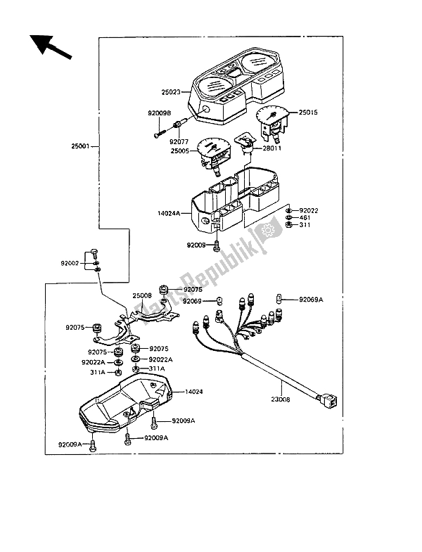 All parts for the Meter(s) of the Kawasaki GPZ 305 Belt Drive 1989