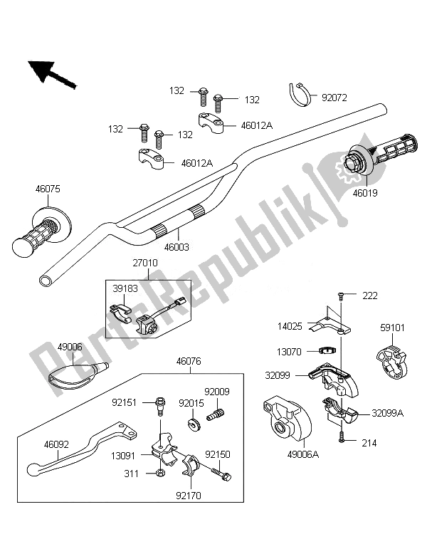 Todas as partes de Guidão do Kawasaki KX 65 2007