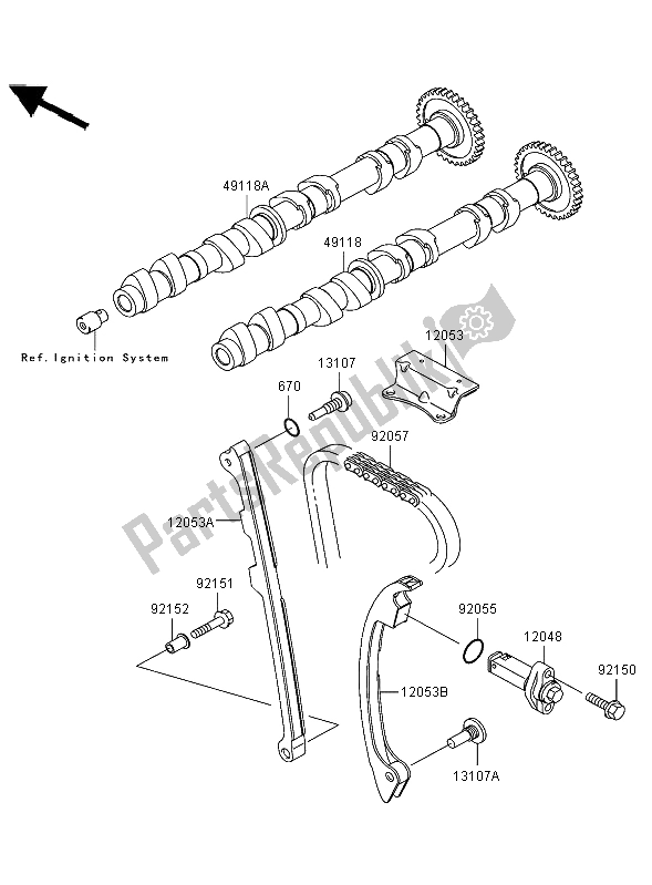 Tutte le parti per il Albero A Camme E Tenditore del Kawasaki Ninja ZX 12R 1200 2002