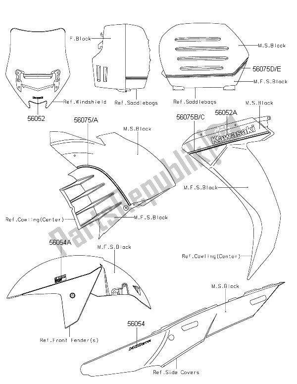 All parts for the Decals (black) of the Kawasaki 1400 GTR ABS 2015