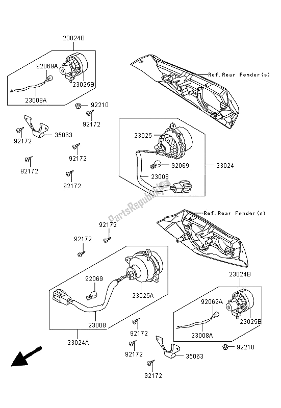 Todas las partes para Luz De La Cola de Kawasaki KVF 300 2012