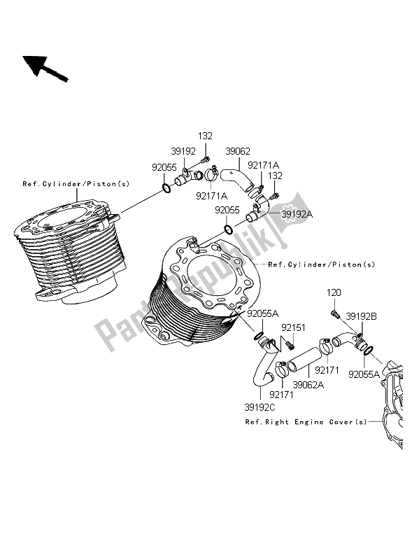 Tutte le parti per il Raffreddamento del Kawasaki VN 2000 2004