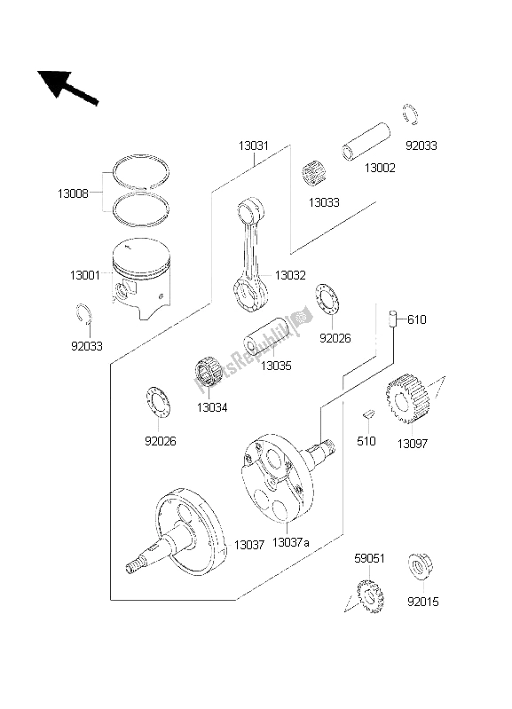 Tutte le parti per il Albero Motore E Pistone del Kawasaki KDX 200 2001