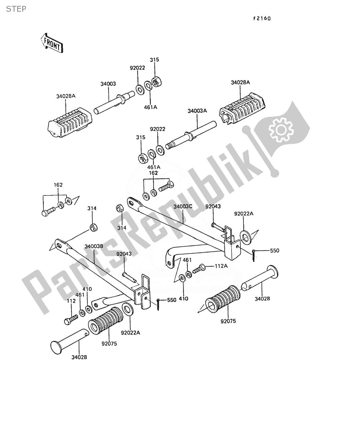 All parts for the Step of the Kawasaki AR 50 1989