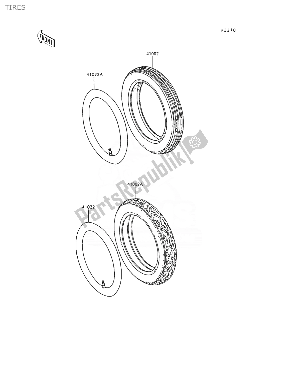 Alle onderdelen voor de Banden van de Kawasaki AR 80 1988