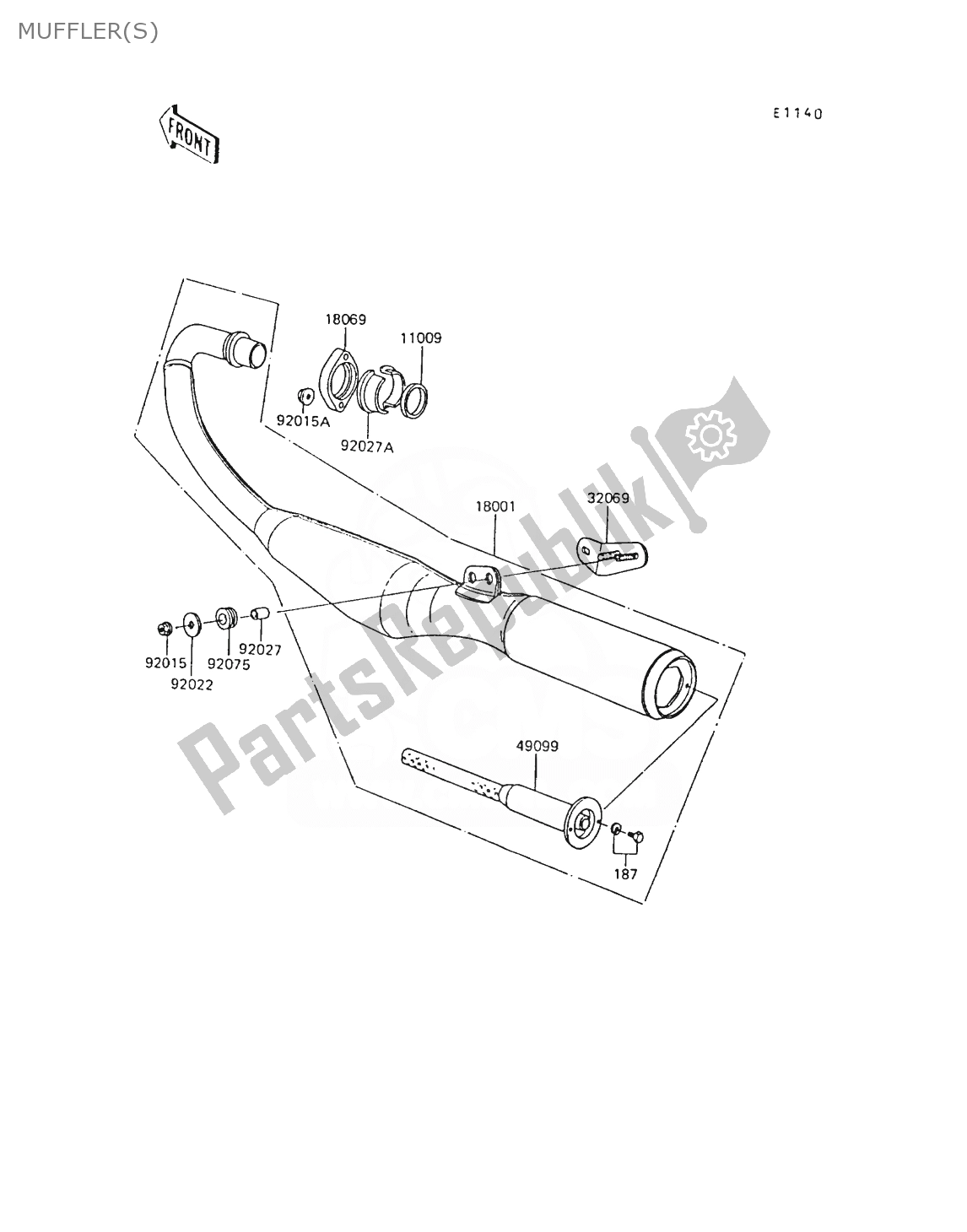 Toutes les pièces pour le Silencieux (s) du Kawasaki AR 80 1990