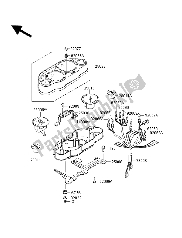 All parts for the Meter of the Kawasaki ZZR 1100 1996