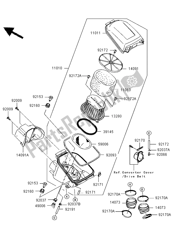 All parts for the Air Cleaner of the Kawasaki KVF 750 4X4 2006