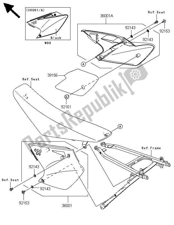 All parts for the Side Covers of the Kawasaki KX 250F 2008