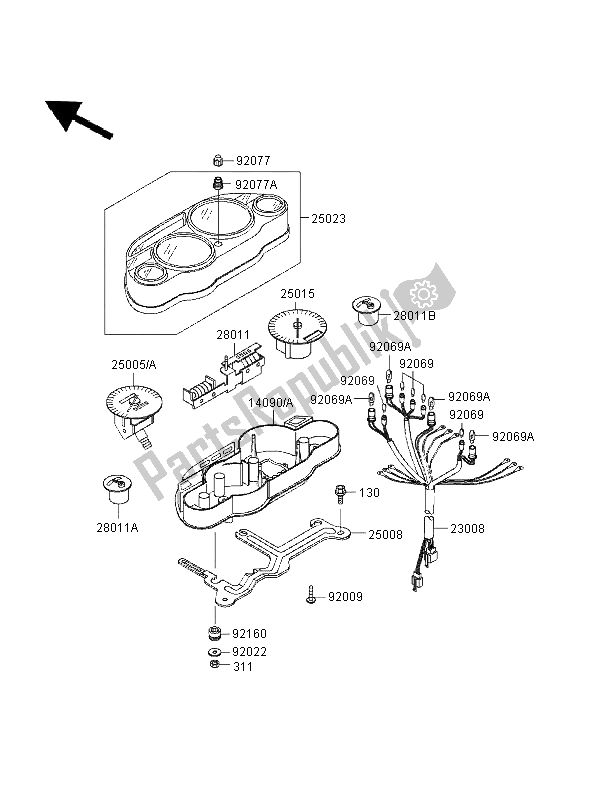 Toutes les pièces pour le Mètre du Kawasaki ZZR 600 1996