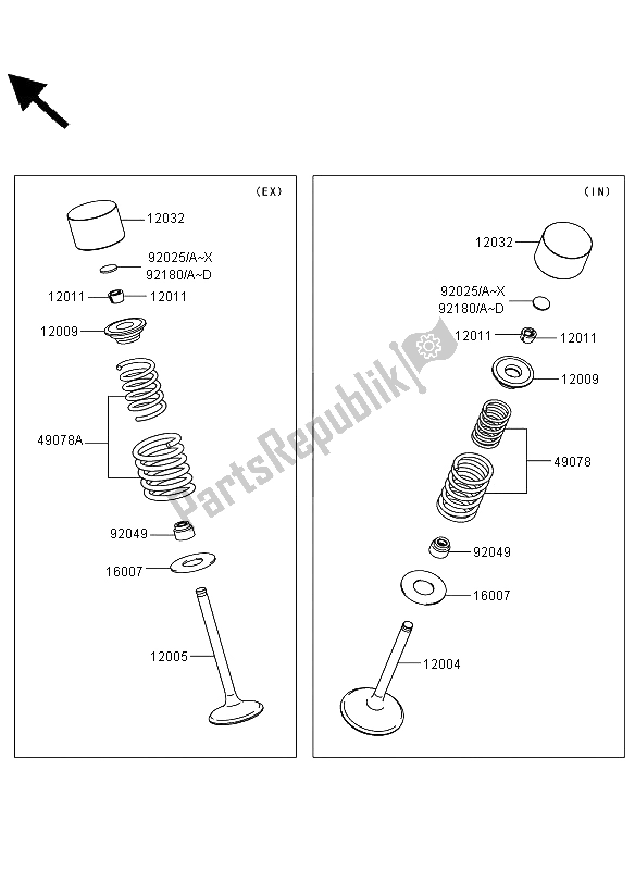 Alle onderdelen voor de Klep (pen) van de Kawasaki KLX 450R 2009