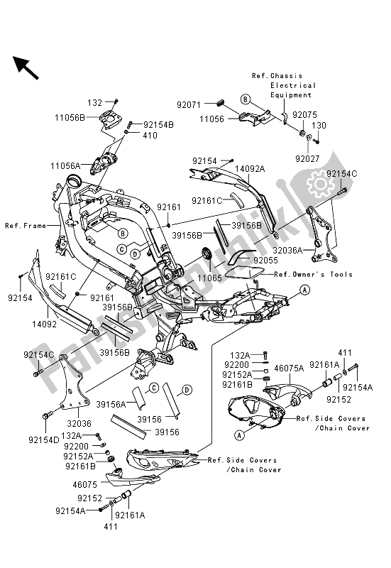 All parts for the Frame Fittings of the Kawasaki ER 6F 650 2013