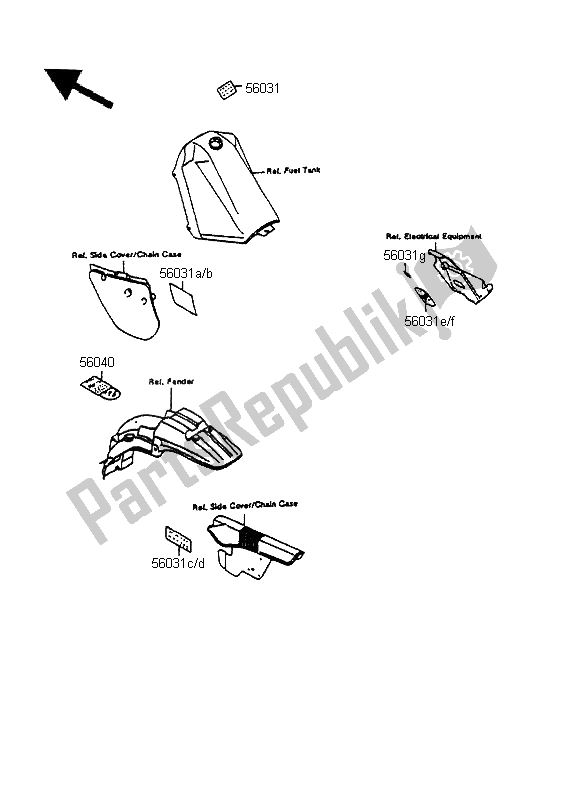 Todas las partes para Etiquetas de Kawasaki KMX 125 LW 1995