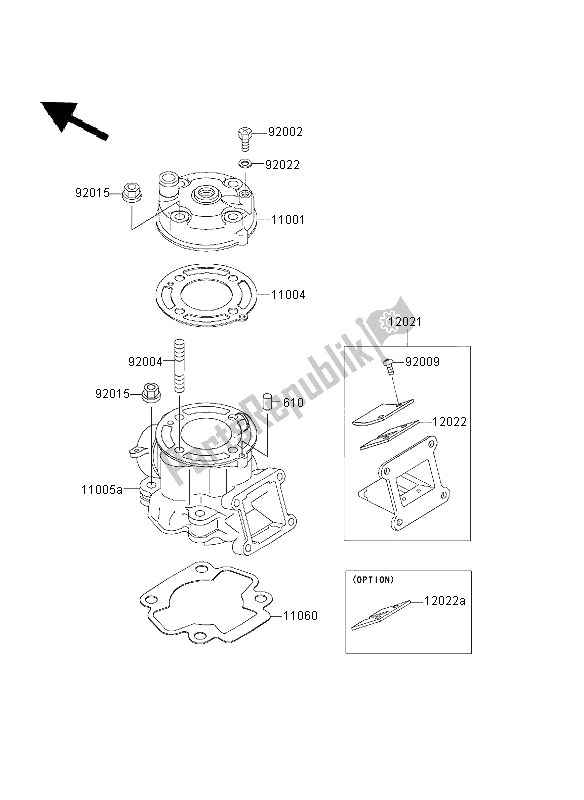 All parts for the Cylinder Head & Cylinder of the Kawasaki KX 65 2003