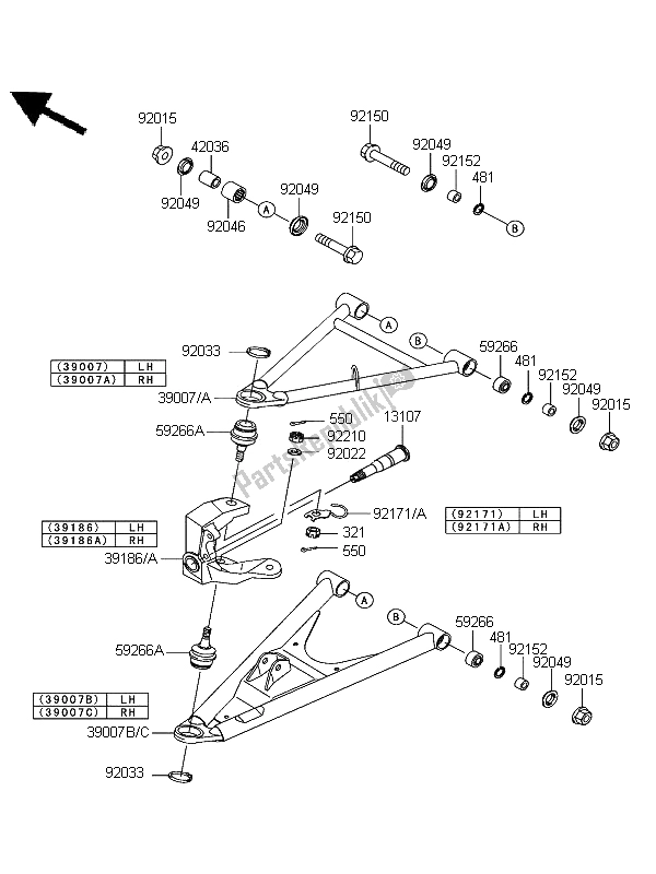 Tutte le parti per il Sospensione del Kawasaki KFX 700 KSV 700B6F 2006