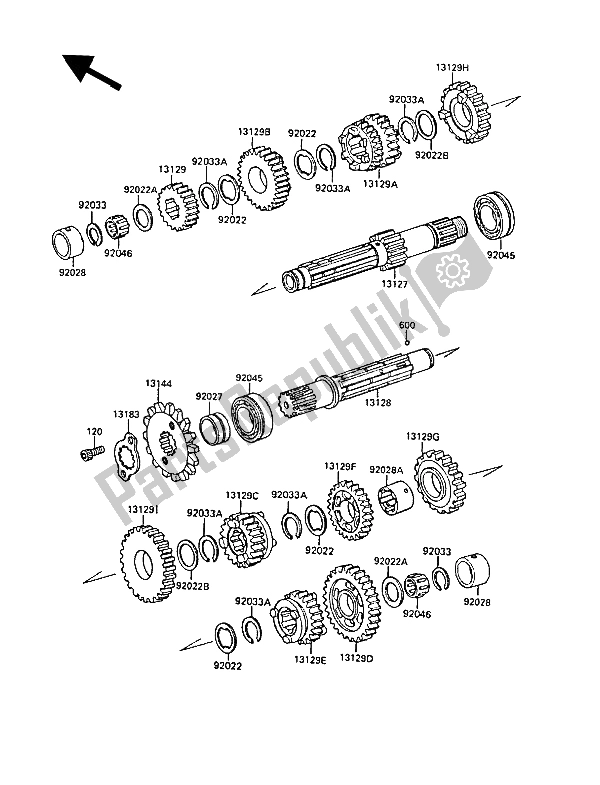 Tutte le parti per il Trasmissione del Kawasaki EL 250 1988