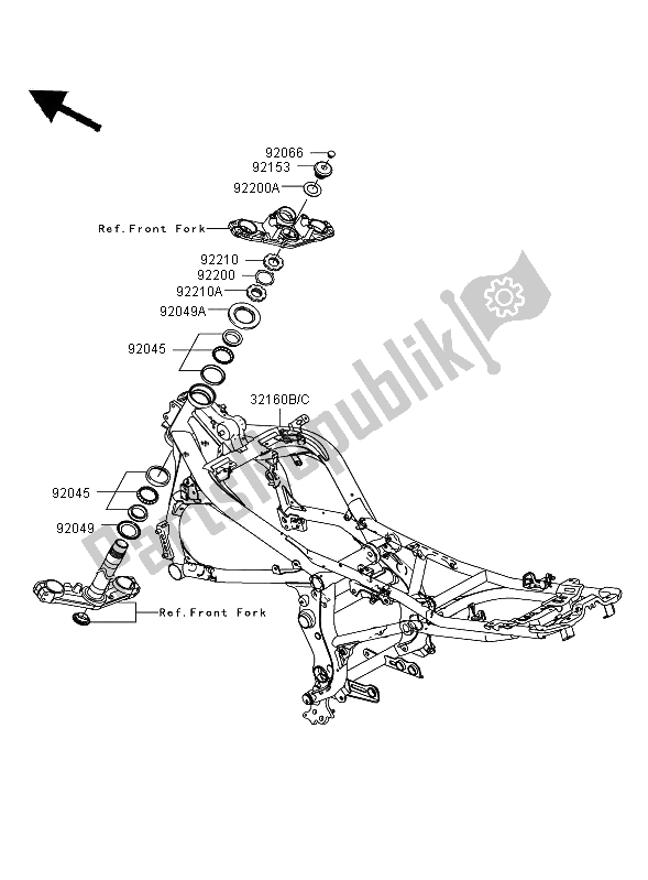 All parts for the Frame of the Kawasaki ER 6F ABS 650 2006