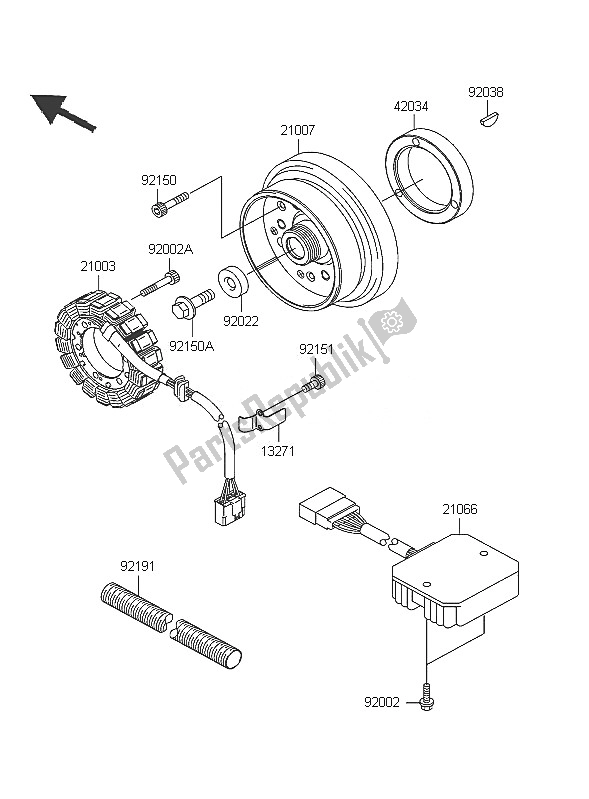 All parts for the Generator of the Kawasaki W 650 2005