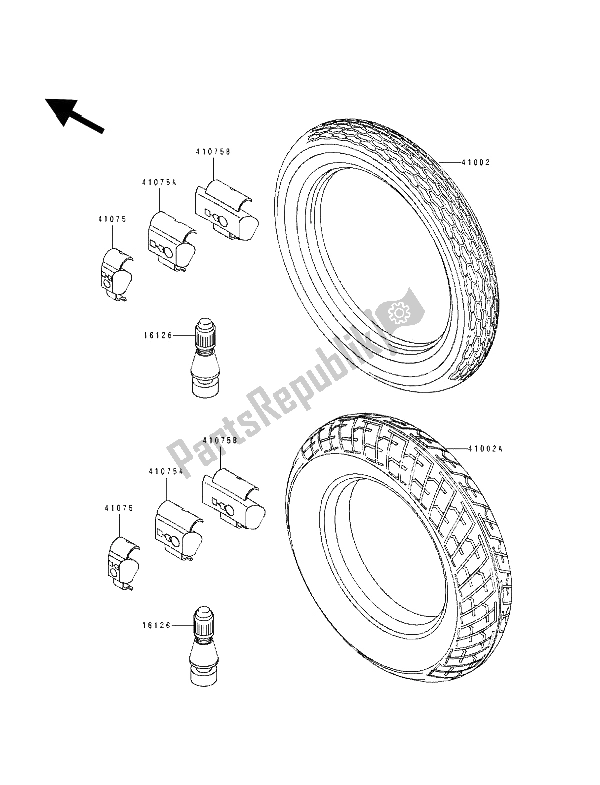 All parts for the Tires of the Kawasaki EL 250E 1991