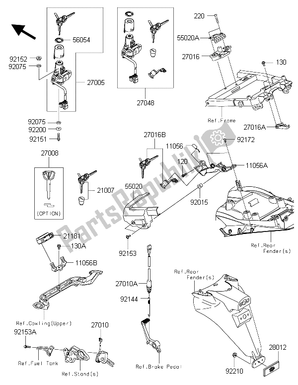 Tutte le parti per il Interruttore Di Accensione del Kawasaki ZZR 1400 ABS 2015