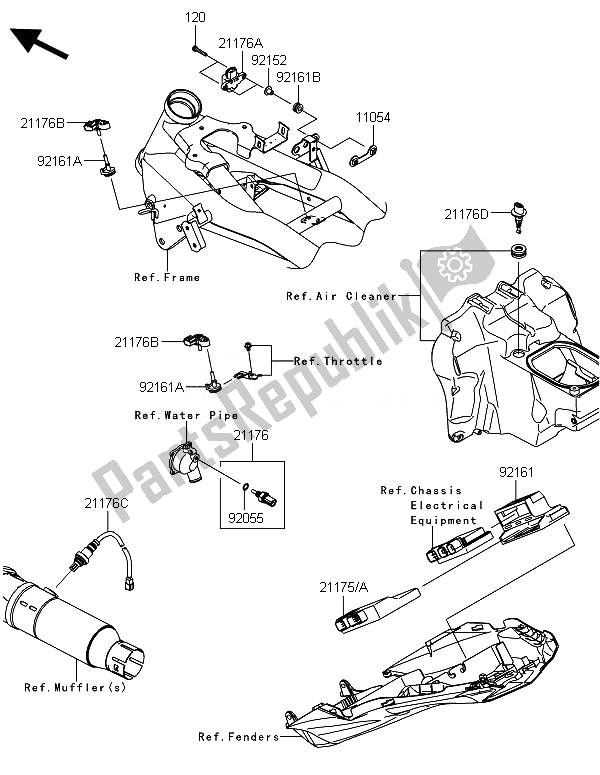 All parts for the Fuel Injection of the Kawasaki Z 800 ABS BEF 2014