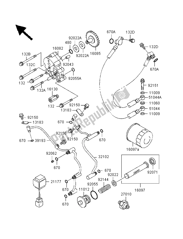 All parts for the Oil Pump of the Kawasaki VN 1500 Classic Tourer FI 2000