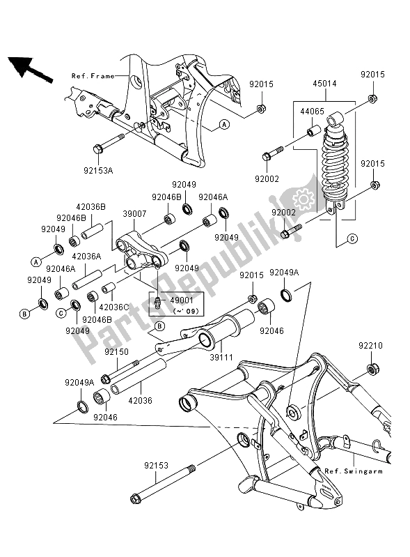 All parts for the Suspension & Shock Absorber of the Kawasaki VN 900 Classic 2008