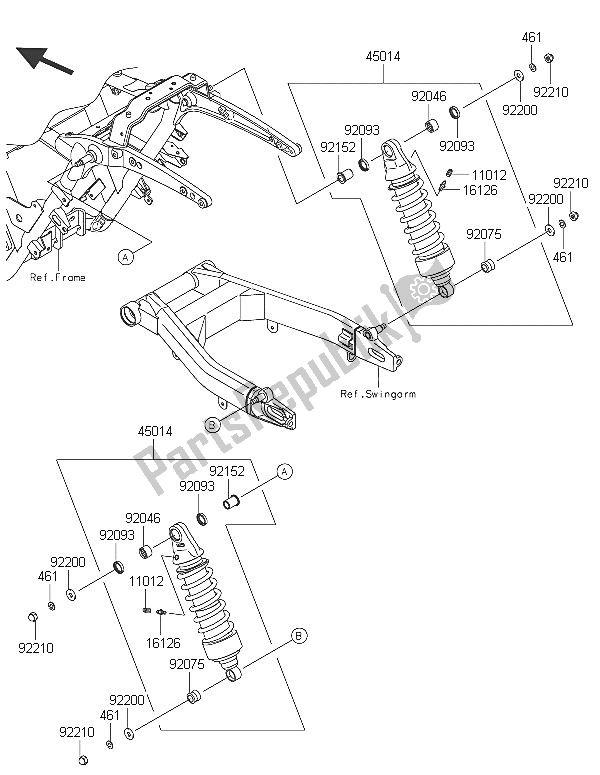 Tutte le parti per il Sospensione E Ammortizzatore del Kawasaki Vulcan 1700 Nomad ABS 2016
