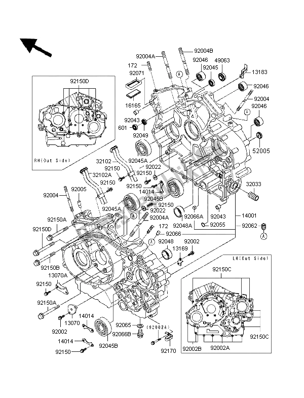 All parts for the Crankcase of the Kawasaki VN 1500 Classic 1997