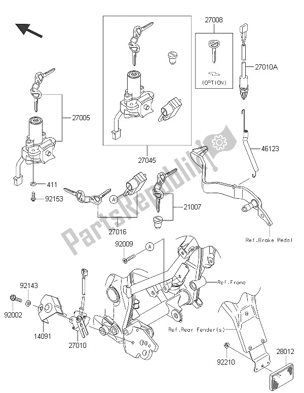 All parts for the Ignition Switch of the Kawasaki KLX 125 2016