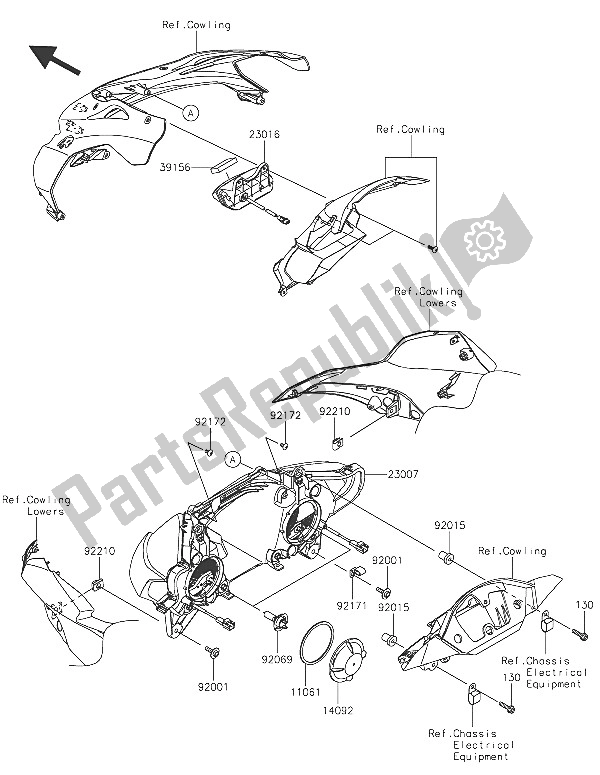 Tutte le parti per il Fari (s) del Kawasaki Ninja ZX 10R ABS 1000 2016