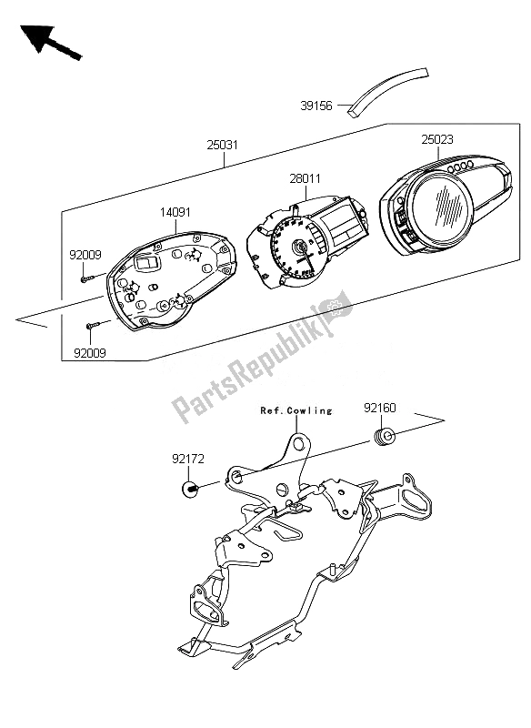 All parts for the Meter of the Kawasaki Z 750 ABS 2010