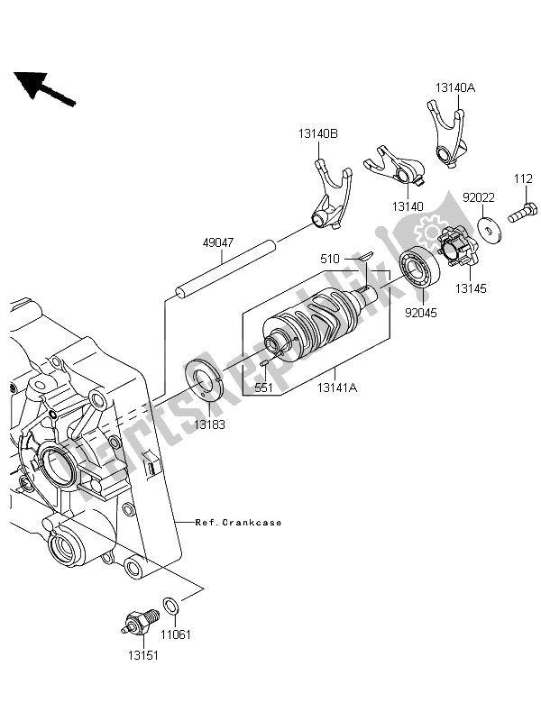 Todas as partes de Tambor De Mudança De Marcha E Garfo De Mudança do Kawasaki D Tracker 125 2012 Todas as partes de Tambor De Mudança De Marcha E Garfo De Mudança do Kawasaki D Tracker 125 2012
