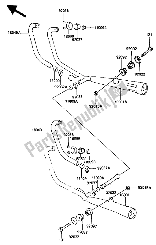 Tutte le parti per il Silenziatore del Kawasaki GPZ 400A 1985