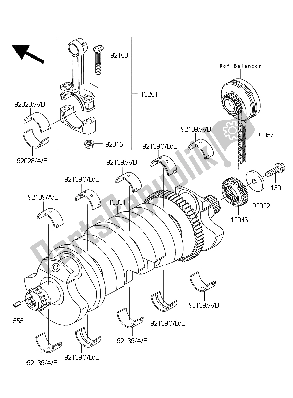 All parts for the Crankshaft of the Kawasaki ZRX 1200R 2004
