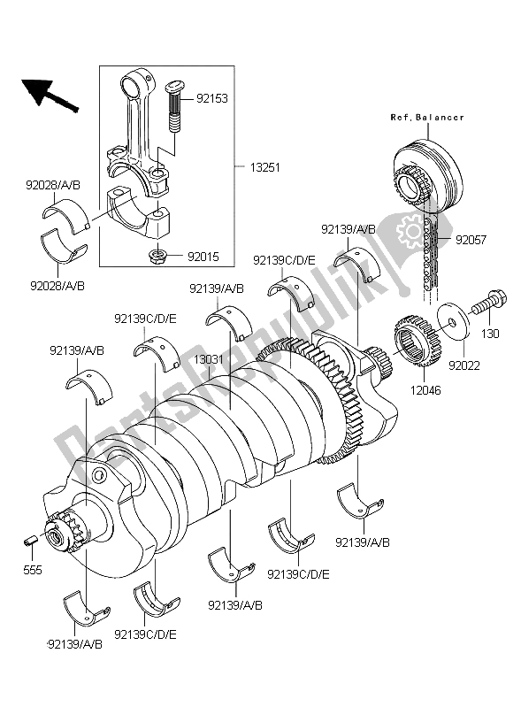 Toutes les pièces pour le Vilebrequin du Kawasaki ZRX 1200R 2004